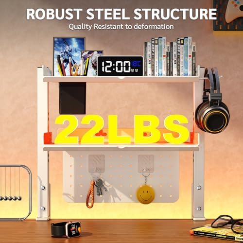 Metal Clamp On Desk Shelf,Storage Shelves with Pegboard and Pencil Holder - Image 5