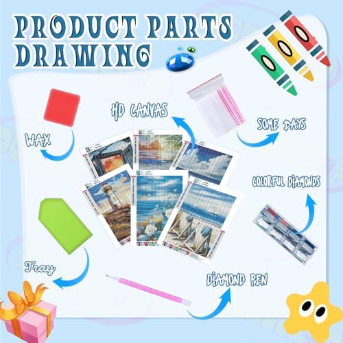 DOZEEZOP 6-Pack Diamond Art Kit for Adults, 5D Diamond Painting 12x16 Inch - Image 3