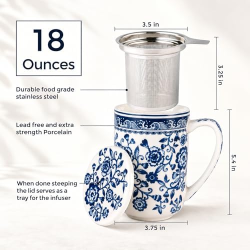 AmorArc Tea Cup With Infuser and Lid, 18oz Loose Leaf Tea Mug With Steeper - Image 2