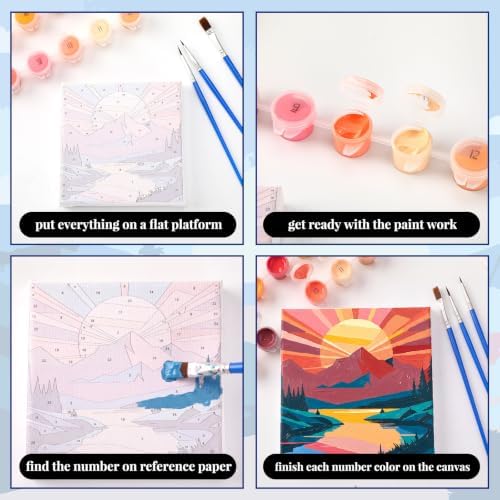 Yiyiring 12 Set Mini Mountain Paint by Numbers Kit for Adults Mini Canvas - Image 3