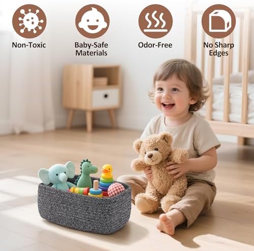 5-Pack Small Woven Rope Storage Baskets, 2 Sizes Organizer Bins - Image 4