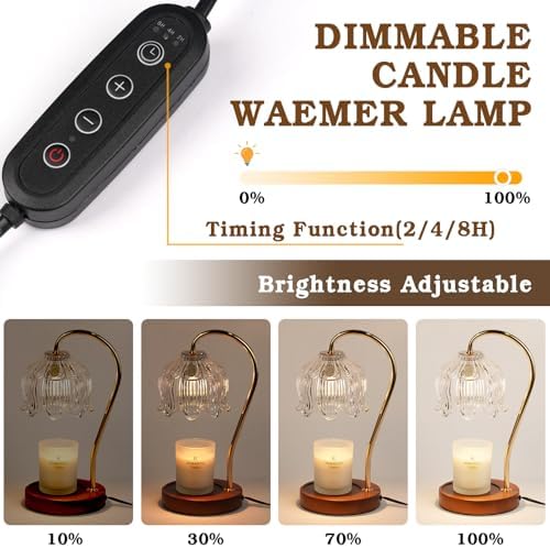 Funistree Flower Candle Warmer Lamp with Timer, Dimmable Candle Lamp Warmer, Christmas Birthday Gifts for Women Mom Her, Housewarming Home Decor, Lotus Wax Warmer for Yankee Candles - Clear Lily - Image 2