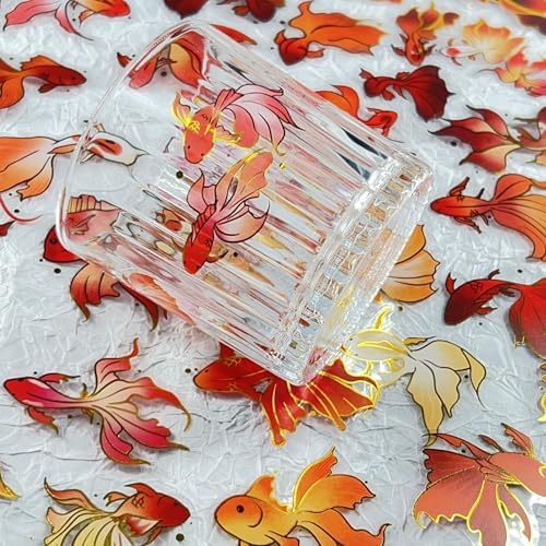 50PCS Gold Stamp Stickers Goldfish Aesthetic PET Travel Journal Decal Waterproof Decorative Decals for Scrapbook DIY Crafts Album Bullet Journal Planner Water Bottles Laptop Phone (Gold Stamp-A) - Image 4
