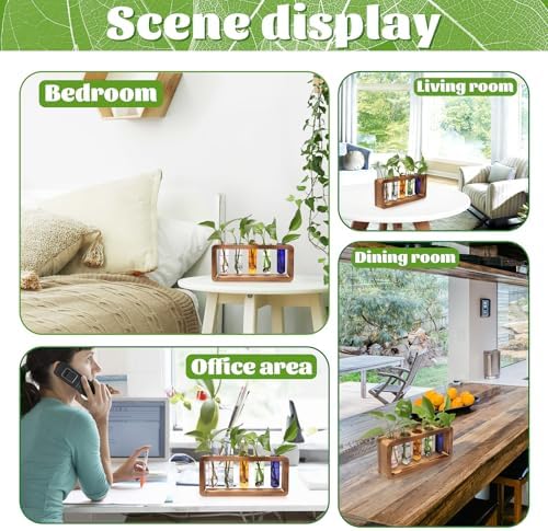 Glass Plant Propagation Station with 5 Test Tubes Colorful Planter Vase - Image 5