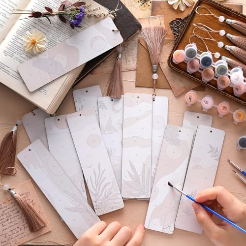 Kosiz 12 Pcs Boho Paint by Number Kit for Adult Wood Bookmark - Image 2