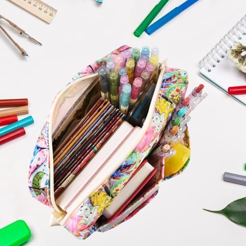 Multiple Pockets Portfolio Organizer with Zipper,Makeup Bag Pencil Pouch - Image 3