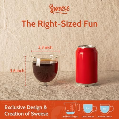 Sweese Clear Coffee Mugs - 8 oz Double Wall Glass Coffee Mugs Set of 4, Perfect for Espresso, Latte, Cappuccino - Image 2