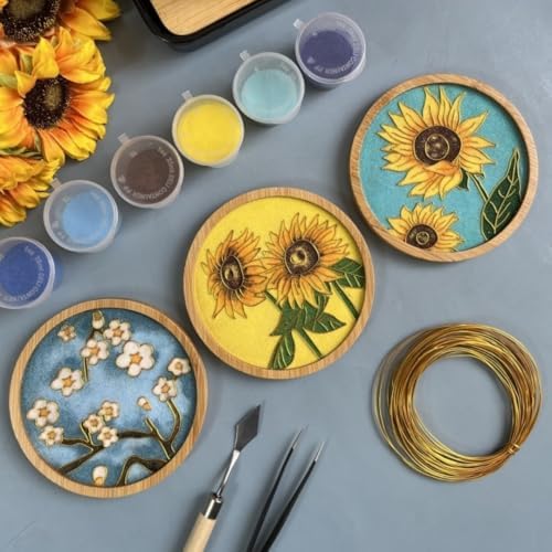DIY Coaster Craft Kits, Cloisonne Filigree Enamel Art Painting Crafts Coasters Starter Kit, DIY Craft Coasters Supplies for Adults, Hobby for Adults Women Elderly, Handmade Home Decor Gifts by Unknown