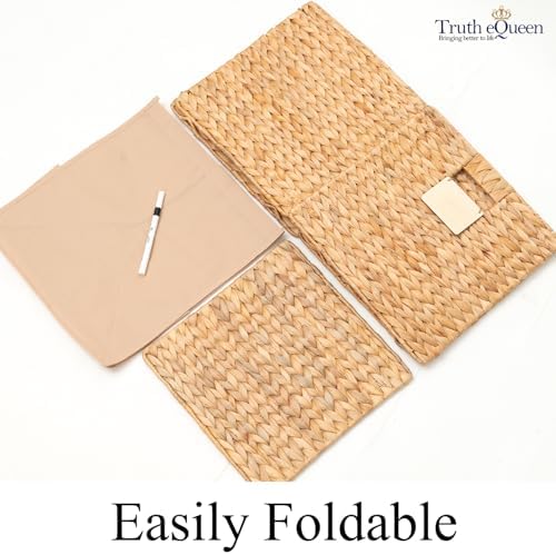 Water Hyacinth Storage Baskets Set of 4, 12x12x12 Wicker Cube Storage Bins for Shelves, Woven Basket Organizer for Closet, Rattan Cube Shelf Bins, Canastas Para Organizar, Natural Handwoven - Image 3