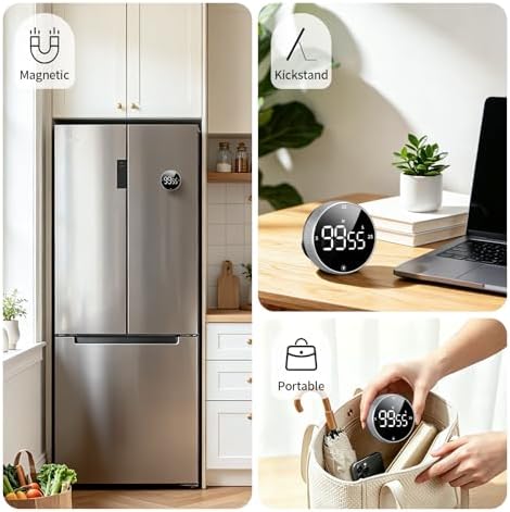 Seniny Digital Kitchen Timer, Magnetic Visual Timer with Large LED Display - Image 6