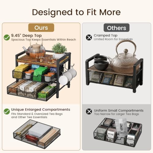 Giikin Tea Bag Organizer, Tea Organizers and Storage with 2 Drawers - Image 4