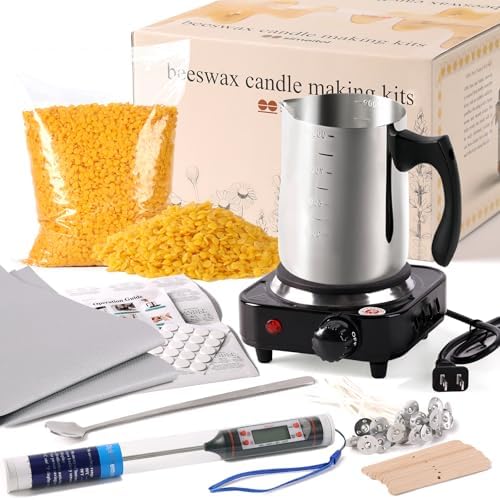 Candle Making Kit with Wax Melter, 2lb Beeswax Candle Wax for Candle Making by PurchaseNow