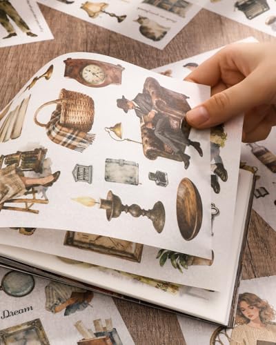 Aesthetic Scrapbooking Stickers Supplies for Junk Journal, 30 Sheets 500+ Vintage Washi Stickers for Journaling and 20 A5 Scrapbook Papers, Pre-Cut Ephemera Sticker Book for Adults DIY Crafts - Image 3
