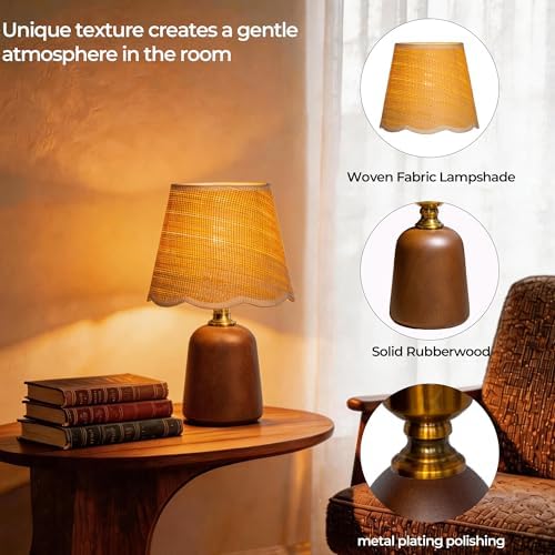 Small 13 Inch Dimmable Rubberwood Table Lamp - Image 5