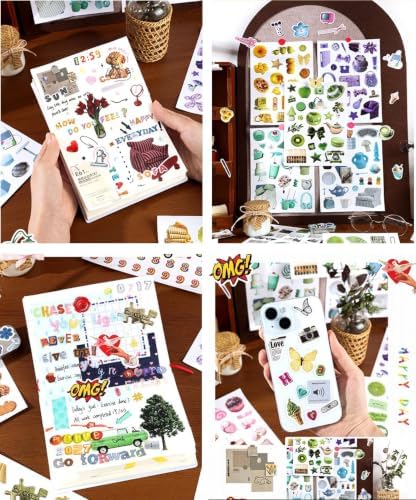 1400Pcs+ Retro Sticker Book for Scrapbook Junk Journal, Color - Image 5