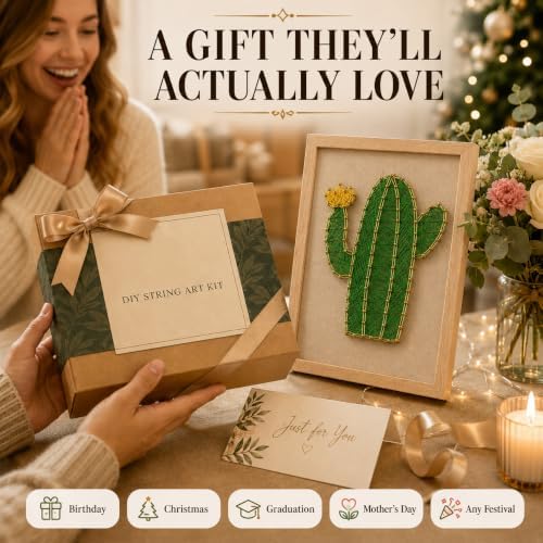 RM Studio DIY Cactus String Art Kit, Arts and Crafts for Adults Women Teen Girl, Handmade Funny Gift Art Project for Home Décor, Keepsake & Creative Crafts - Image 5