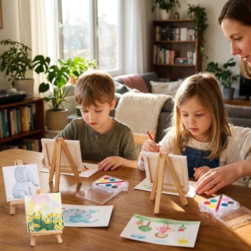 Fulmoon 20 Sets Mini Canvas Painting Kit for Kids, Square - Image 7