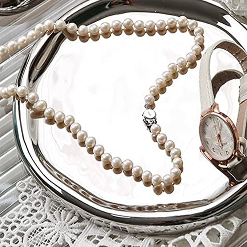 BEIJIALY Ceramic Jewelry Dish for Women, Trinket Tray, Ring Dish Tray, Jewelry Plate, Ceramic Glossy Appearance Simple Modern Stylish Storage Tray Key Tray for Home Gift(Silver Round) - Image 3