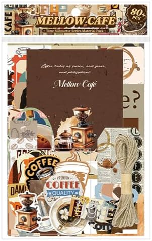 Qudarrso Vintage Junk Journal Kit, Coffee Theme Scrapbook Supplies with Notebook, Stickers, Ephemera Paper and Tags, Retro Cafe DIY Craft Supplies for Adults Scrapbooking and Junk Journaling by Unknown