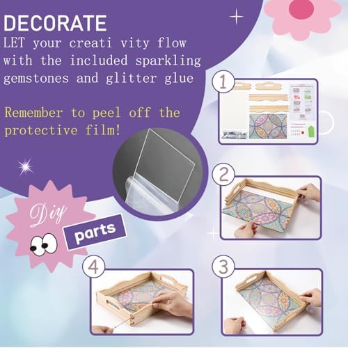 EWJRNSF Mandala F Diamond Art Tray with Handles Gift Home Decor 7.8×11.8 in - Image 3