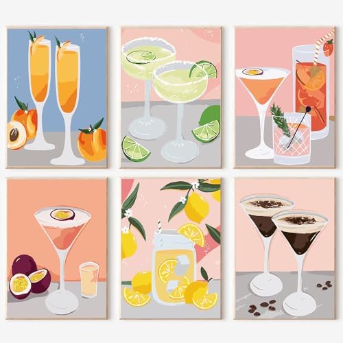 CasaWeave 6 Pack Paint by Numbers Kit for Adults Beginners,DIY Acrylic Paint by Number Kits On Canvas Without Frame,Cocktail Adult Paint by Number for Home Wall Decor 7.8x11.8inch by Unknown