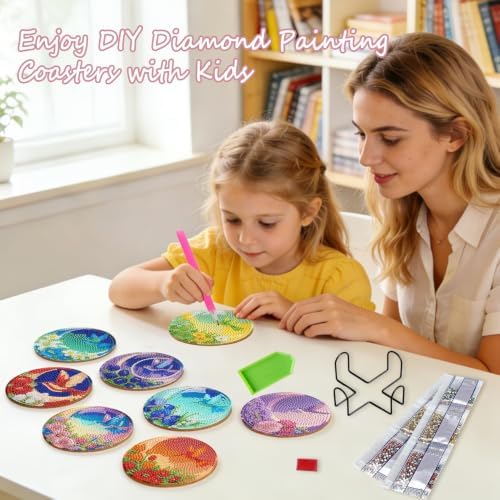 Leatrice 8 PCS Small Diamond Art Coasters Diamond Painting Kits for Adults - Image 4