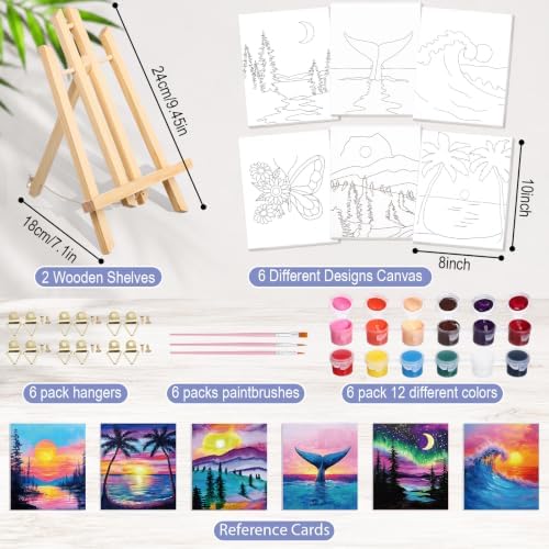 Engrowtic 57pcs Landscape Sip and Paint Kit for Adults Pre Drawn Canvas Set - Image 3