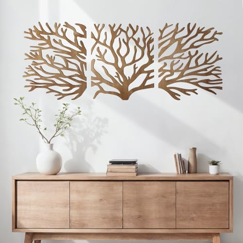 Wooden Tree of Life Wall Art 3 Pcs Large Family Tree Wall Hanging Plaque by Focal20Craft