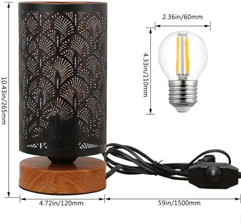 Small Industrial Table Lamps Dimmable, Bedside Lamps for Nightstand,End Table Side Desk lamp with Rustic Black Metal Cage Lampshade for Bedroom, Kids Room Living Room 2700K LED Bulb Included - Image 5