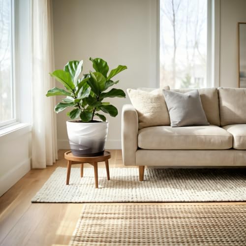 8 Inch Ceramic Plant Pot,Dark Gray+White - Image 6