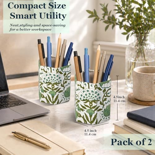 CPC Agate Green Block Print Cotton Pen Holder Set of 2 - Image 4