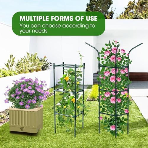Raised Garden Bed Planter Box with Trellis, 71" Self-Watering Tomato Planter with Trellis for Climbing Vegetable and Plants, Tomato Cage Planters for Indoor Outdoor Patio Greenhouse Gardening (1Pack) - Image 4