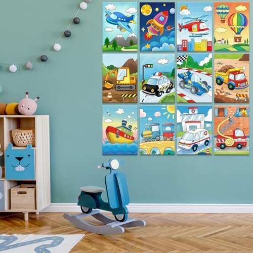 Louise Maelys 5x7Inch Pre Drawn Canvas for Painting for Kids,Transportation - Image 4