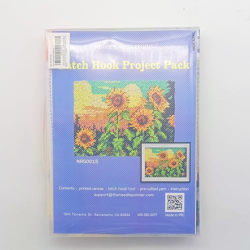 Howie's Latch Hook Kits for Adults, DIY Blooming Sunflowers Crochet Yarn Latch Hook Rug Kit for Adults, Color Preprinted Pattern Embroidery Decoration(Blooming Sunflowers, 19.69 x 14.96 inch) - Image 6