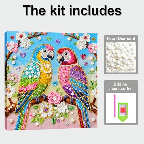 ARTopet DIY Pearl Painting Kit with Frame Gemstone Pearl Diamond Dots Beads Canvas Art Craft for Adult Beginners Display for Tabletop and Wall Mounting Home Decor-Parrot - Image 3