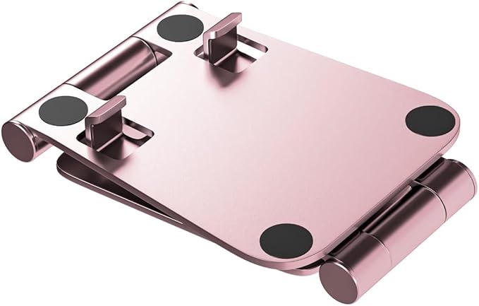 Cell Phone Stand for Desk Phone Holder Foldable Portable Adjustable Cradle Dock Compatible with iPhone 15 14 13 Pro Max, iPhone 12 11 Plus SE XS XR 8 7, Office Desk Travel Accessories, Pink