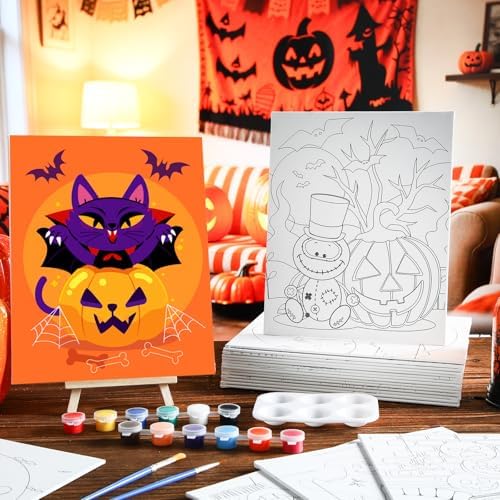 Dispowreath 20 Pack Pre Drawn Canvas for Painting, Halloween - Image 5