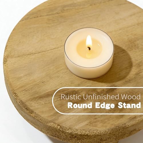 6/8/10 Inch Set of 3 Round Wood Risers, Farmhouse Wooden Pedestal Display Stands, Natural Solid Wood Plant Riser for Kitchen Counter, Bathroom, Desktop Decor, Cake Cupcake Candle Display, - Image 3
