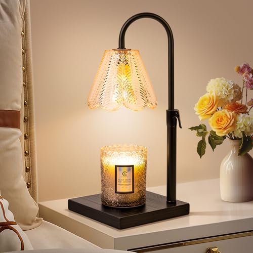 Golden Floral Candle Warmer Lamp with Timer & Dimmable Light by Unknown