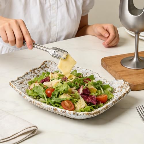 Stone Pattern Irregular Edge Rectangular Ceramic Bowl, Stoneware Centerpiece Tray for Entryway Kitchen Living Room, Decorative Catchall Bowl for Keys Jewelry Fruit, Home Decor Gift - Image 6