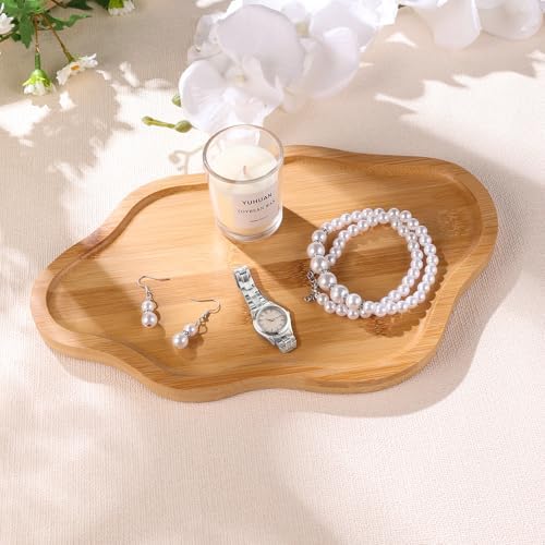 Wood Decorative Serving Tray for Candles Perfume, Cloud Jewelry Tray Trinket Dish, Wooden Trays for Coffee Table Home Decor - Image 2