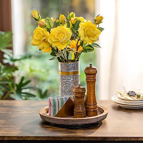 Hanobe Wooden Lazy Susan for Table Centerpiece, Round Serving Tray, 11.2" - Image 2