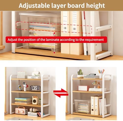 Office Desk Shelf Organizer, Wood Desktop Bookshelf Supplies Storage Rack, Shelf for Top of Desk and Dresser and Cubicle Decor Aesthetic Bookshelf (Black Black-three Tier, 11.81 Lx7.87 Wx22.05 H) - Image 4