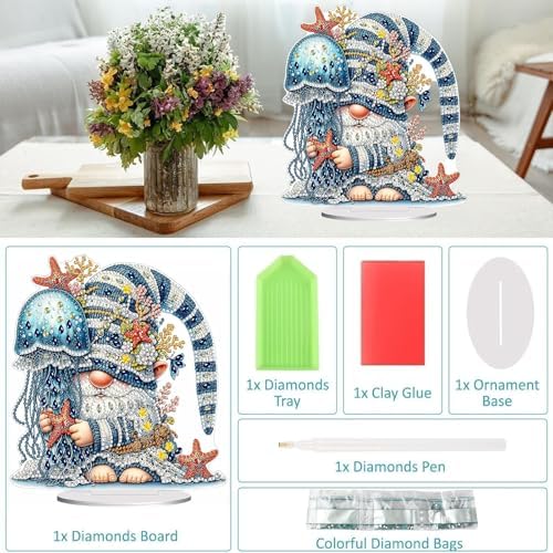 Diamond Painting Kits for Adults Beginners, 5D Full Drill Dwarf Ocean Crystal Art Desktop Ornament, DIY Single Sided Home Office Desk Decor, Creative Craft Gift Set with Tools - Image 3