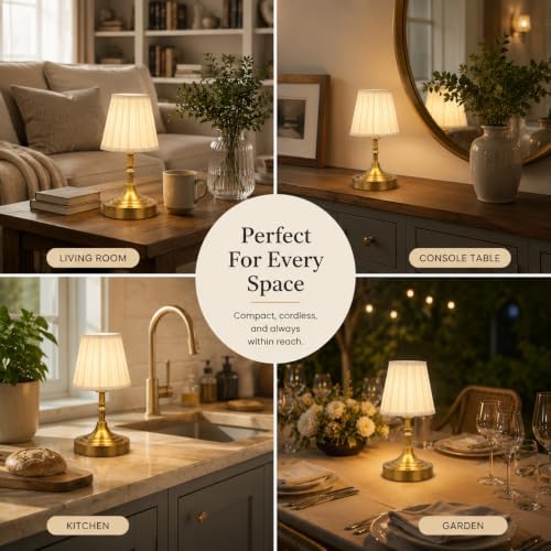 Gold Small Cordless Table Lamp Rechargeable,Mini Lamp - Kitchen Countertop - Image 7