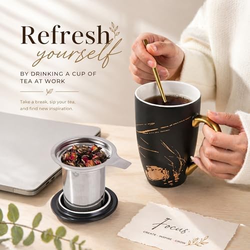 AmorArc Tea Cup With Infuser and Lid, 18oz Loose Leaf Tea Mug With Steeper - Image 5