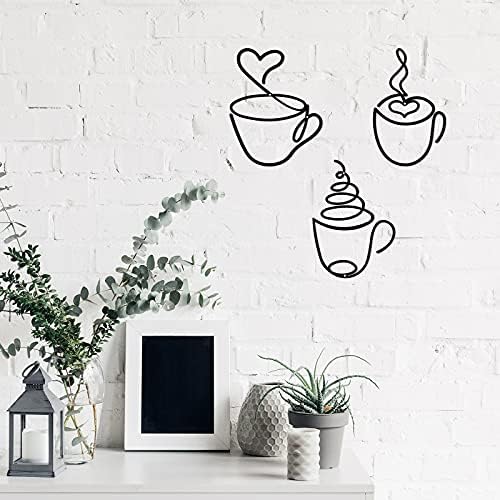 Ferraycle 3 Pcs Coffee Cup Wire Metal Wall Art for Coffee Bar Kitchen - Image 6