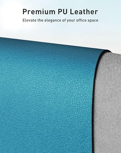 Aothia Faux Leather Desk Mat - Large Mouse Pad, Non-Slip PU Leather Blotter, Waterproof Writing Surface for Office and Home (Turquoise, 63" x 24") - Image 2
