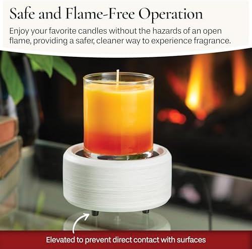Candle Warmers ETC 2-in-1 Candle and Fragrance Warmer for Warming Scented Candles or Wax Melts and Tarts with to Freshen Room, Whitewashed Bronze - Image 3