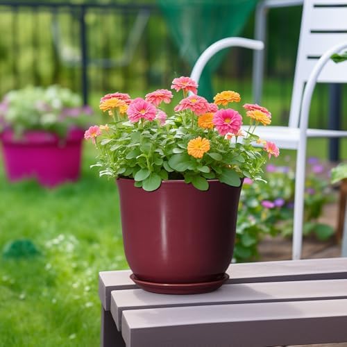 Ceramic Planter, 8 Inch Plant Pot with Drainage Hole, Red - Image 4